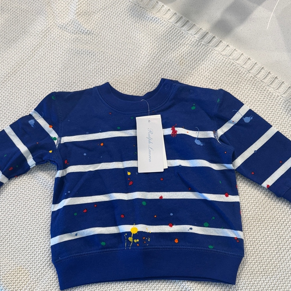 Ralph Lauren Kids Navy and White Striped long sleeve